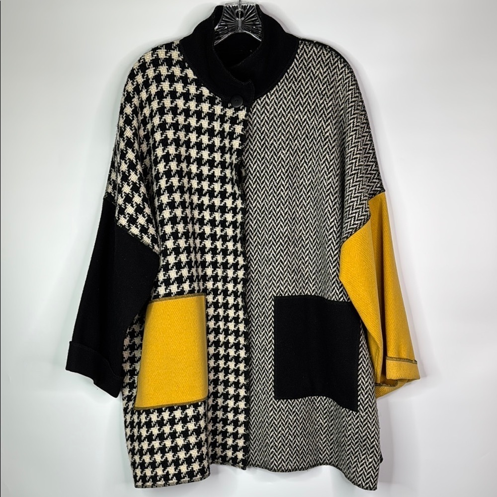 Vintage Frank Murphy Patchwork Wool Button Up Ove… - image 1